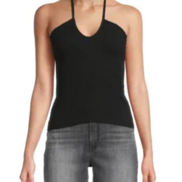 NATION LTD kitty smocked halter top in Black - Picture 2 of 5